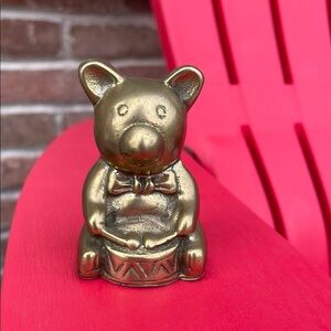 Wal-mart vintage Solid Brass Bear Shelf sitter small teddy Drum Nursery Baby
